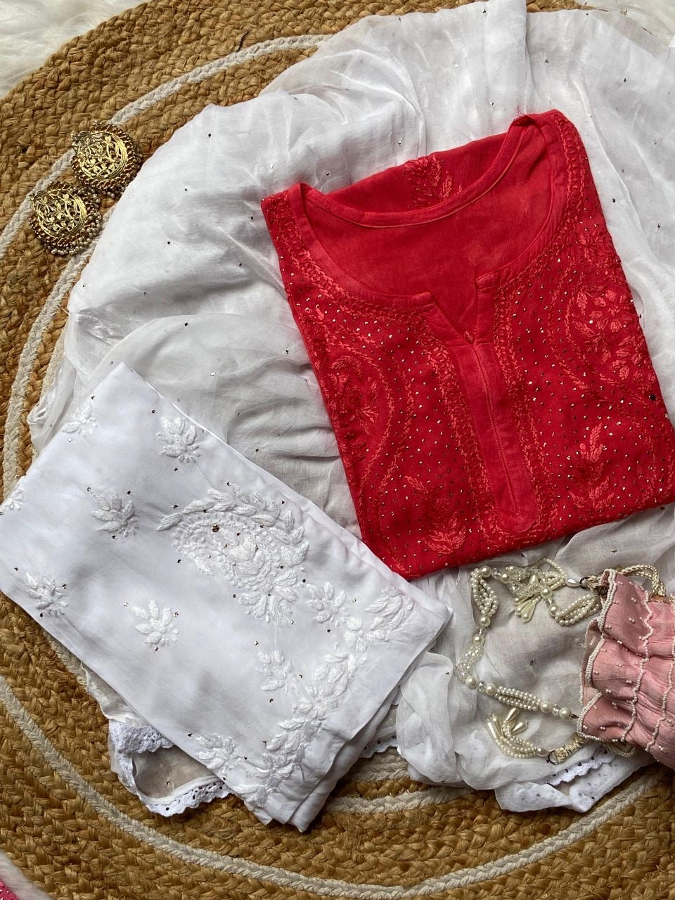 “RUBI” Chikankari Kurta With Mukaish Work