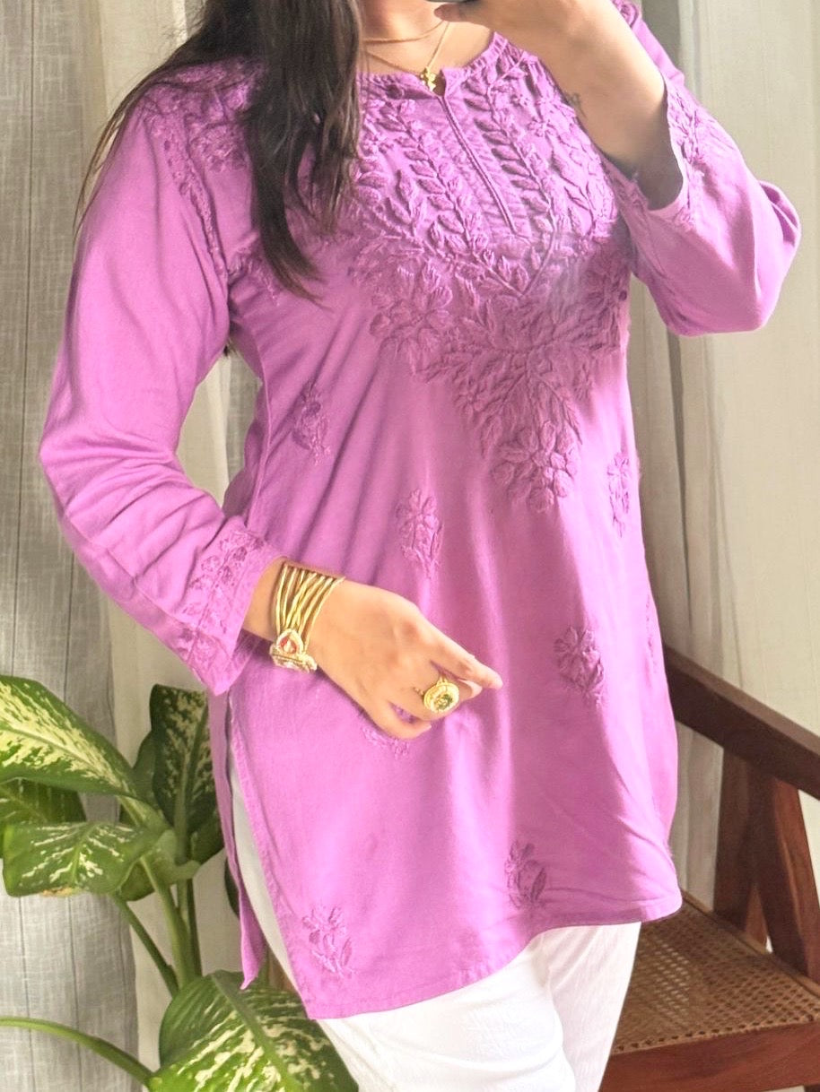 “MONA” Rayon Chikankari Short Kurti