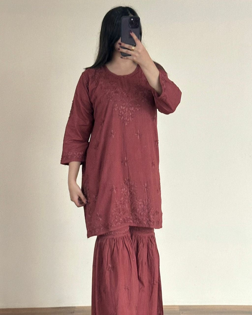 “BINITA” Cotton Chikankari Kurta & Gharara Set