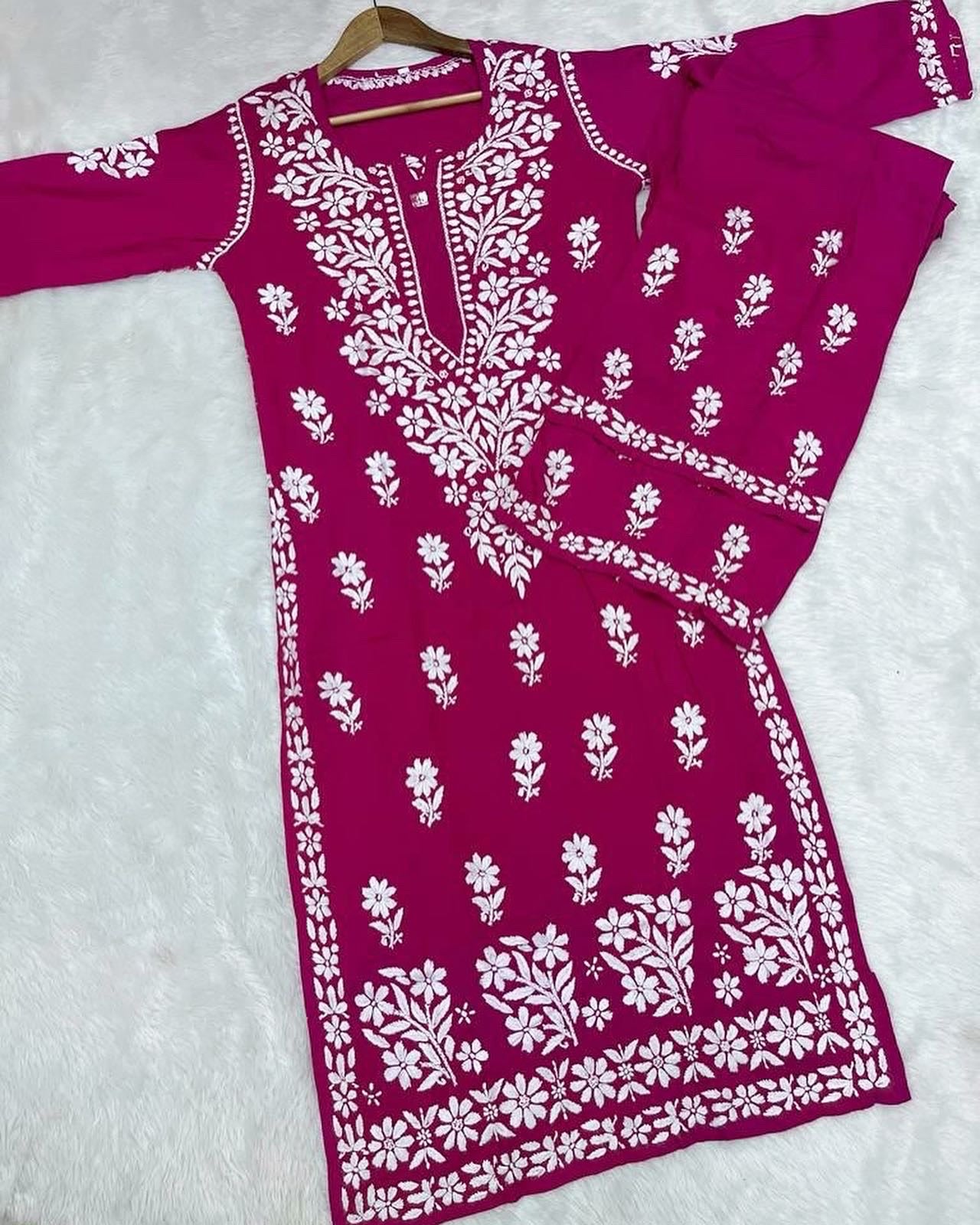 “SNEHA” Modal Chikankari Kurta & Plazo