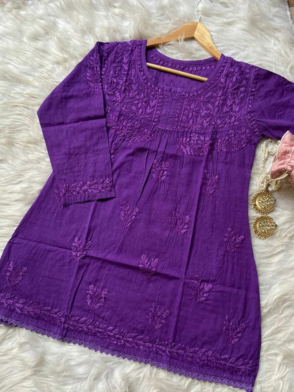 “SABA” Dobby Cotton Chikankari Tunic