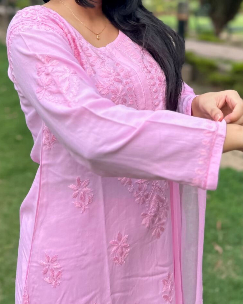 “CHANDNI” Rayon Chikankari Suit Set with Dupatta