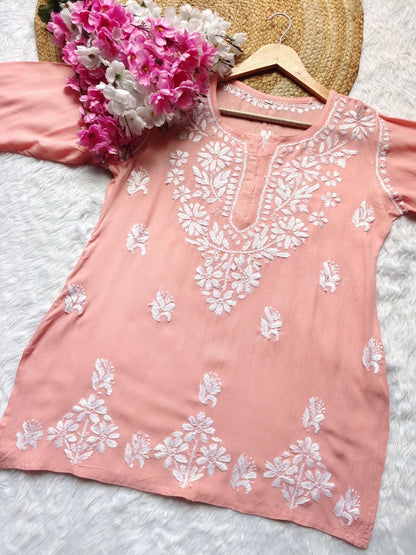 "BIBA" Modal Short Chikankari Kurta