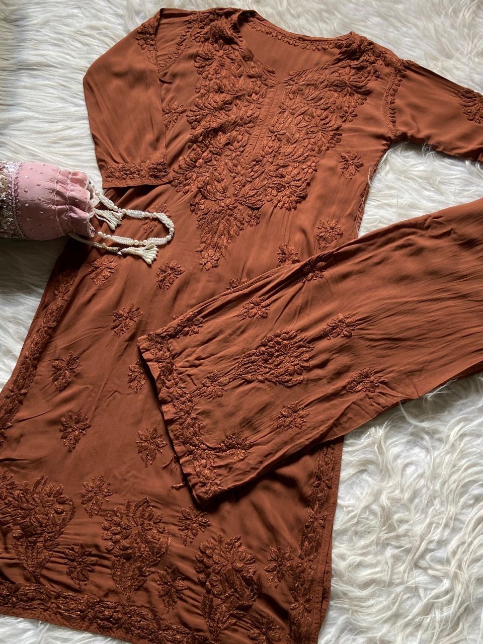 “ALIZEH” Modal Chikankari Kurta & Plazo Set