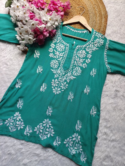 "BIBA" Modal Short Chikankari Kurta