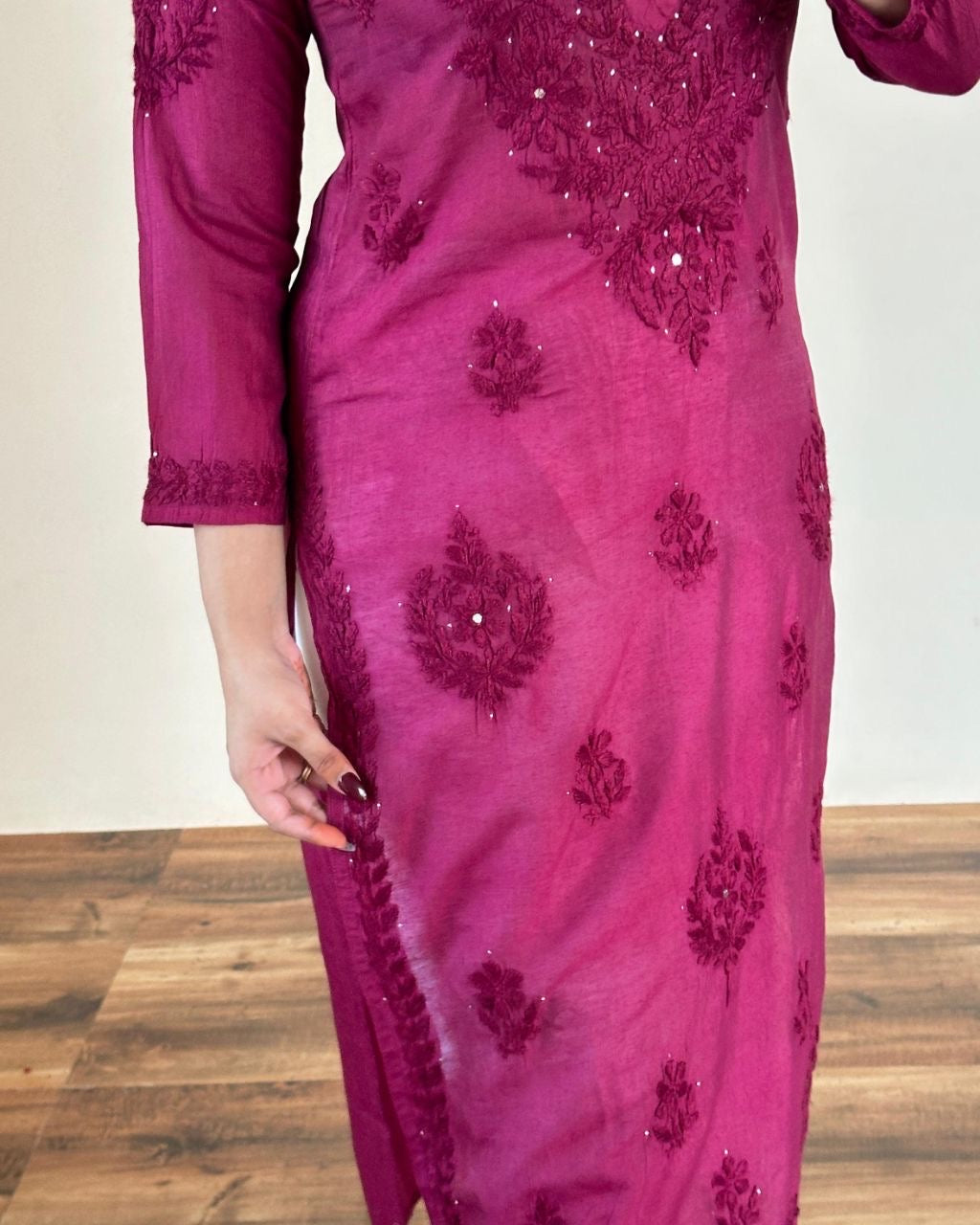 “KASHAN” Chanderi Silk Chikankari Kurta