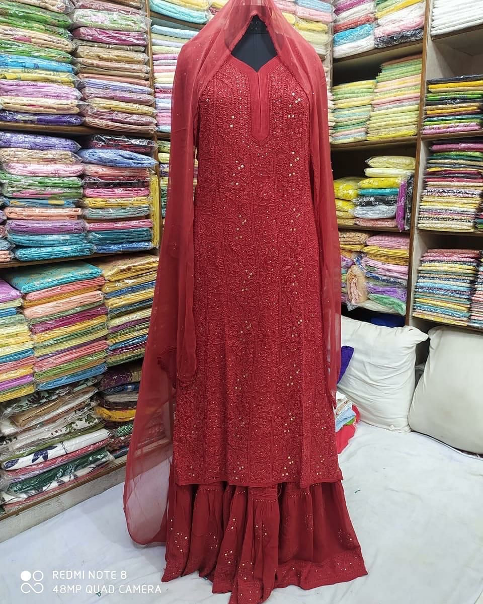 “SABINA” Mukaish Work Chikankari Kurta- with matching inner slip