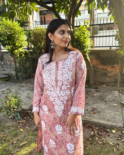 "AFREEN" Slub Modal Chikankari Kurta and Plazo Set