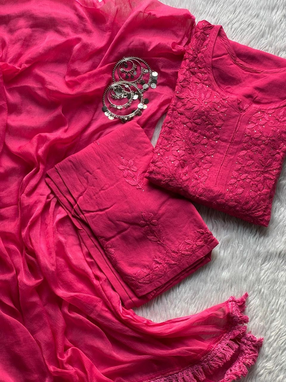 “GEHNA” Mukaish Work Chikankari Suit Set