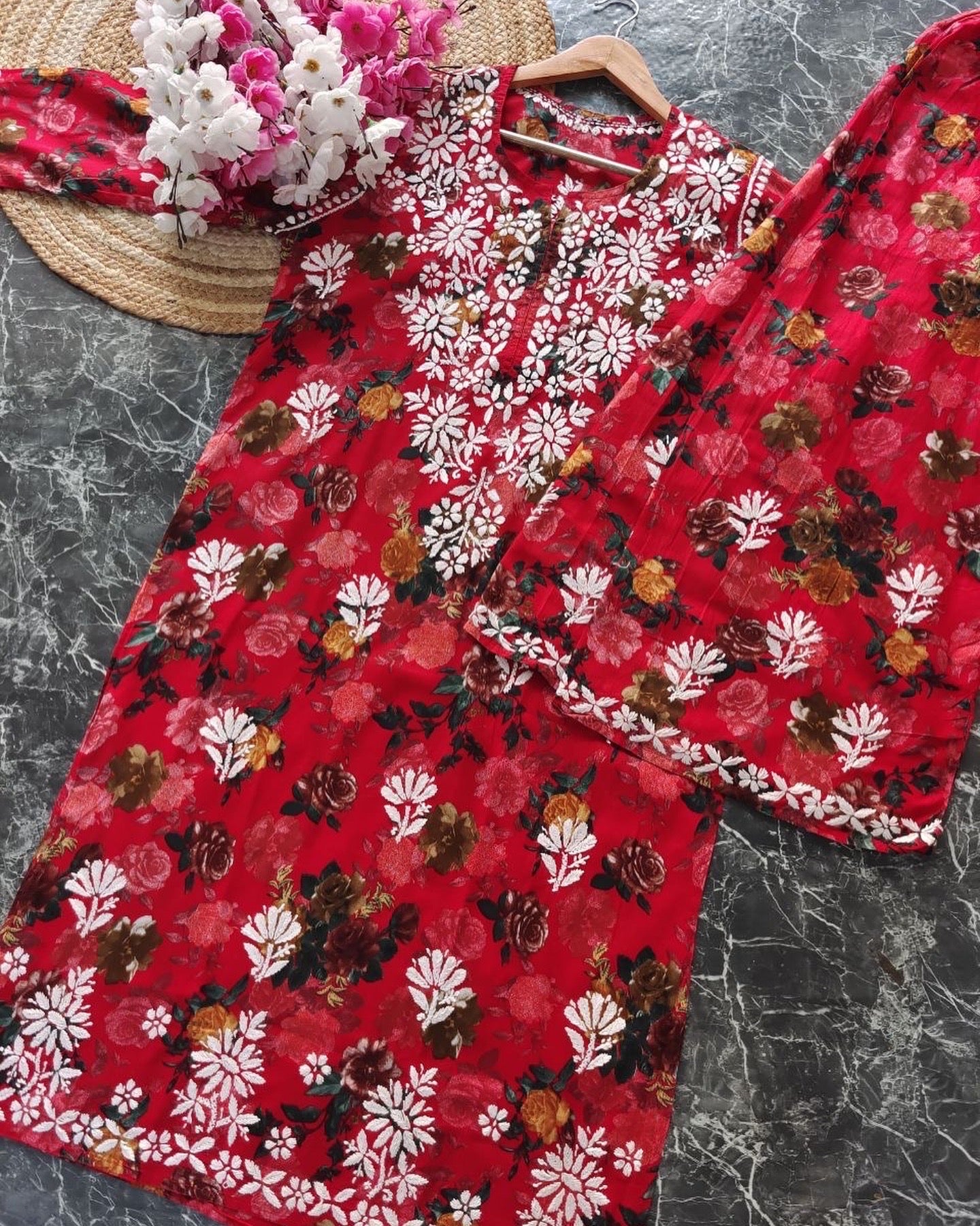 “PANAAH” Mul Chikankari Kurta and Plazo Set