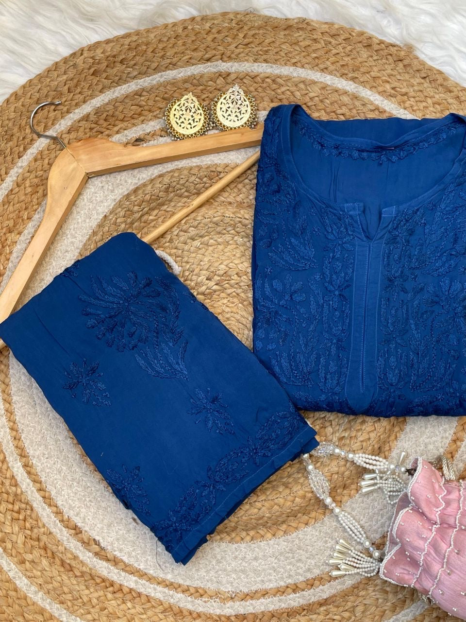 “ALIZEH” Modal Chikankari Kurta & Plazo Set