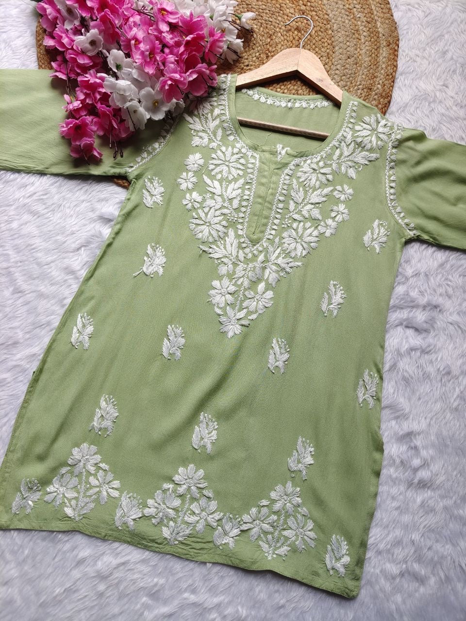 "BIBA" Modal Short Chikankari Kurta