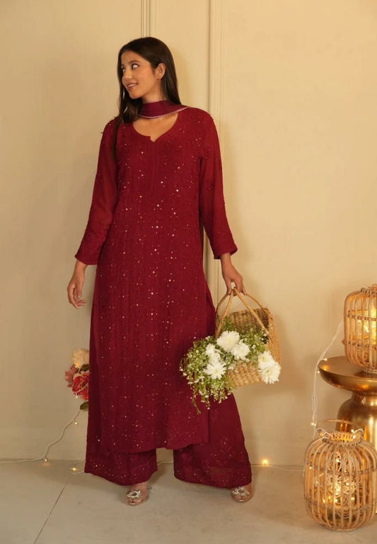 “SABINA” Mukaish Work Chikankari Kurta- with matching inner slip