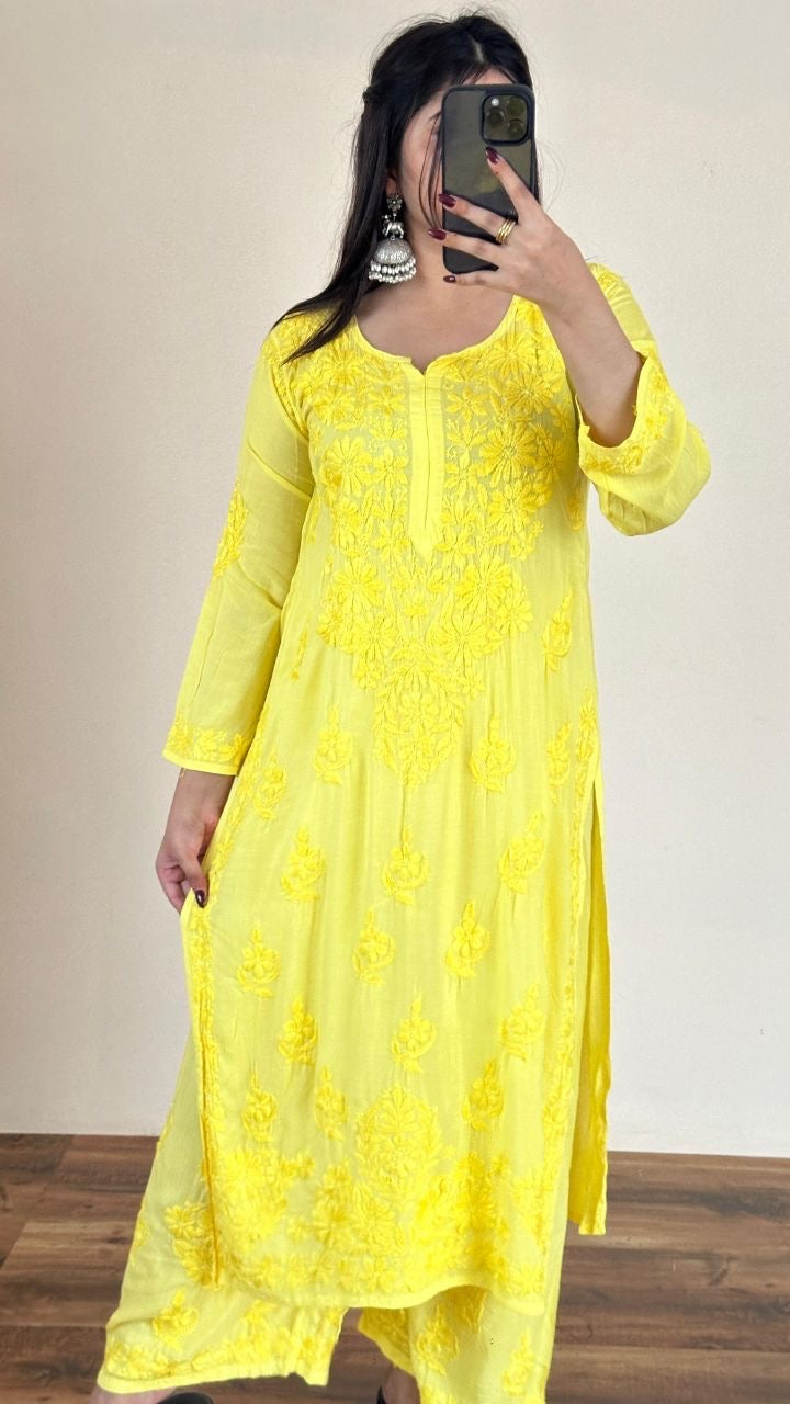 “AASHNA” Modal Cotton Chikankari Kurta & Plazo Set