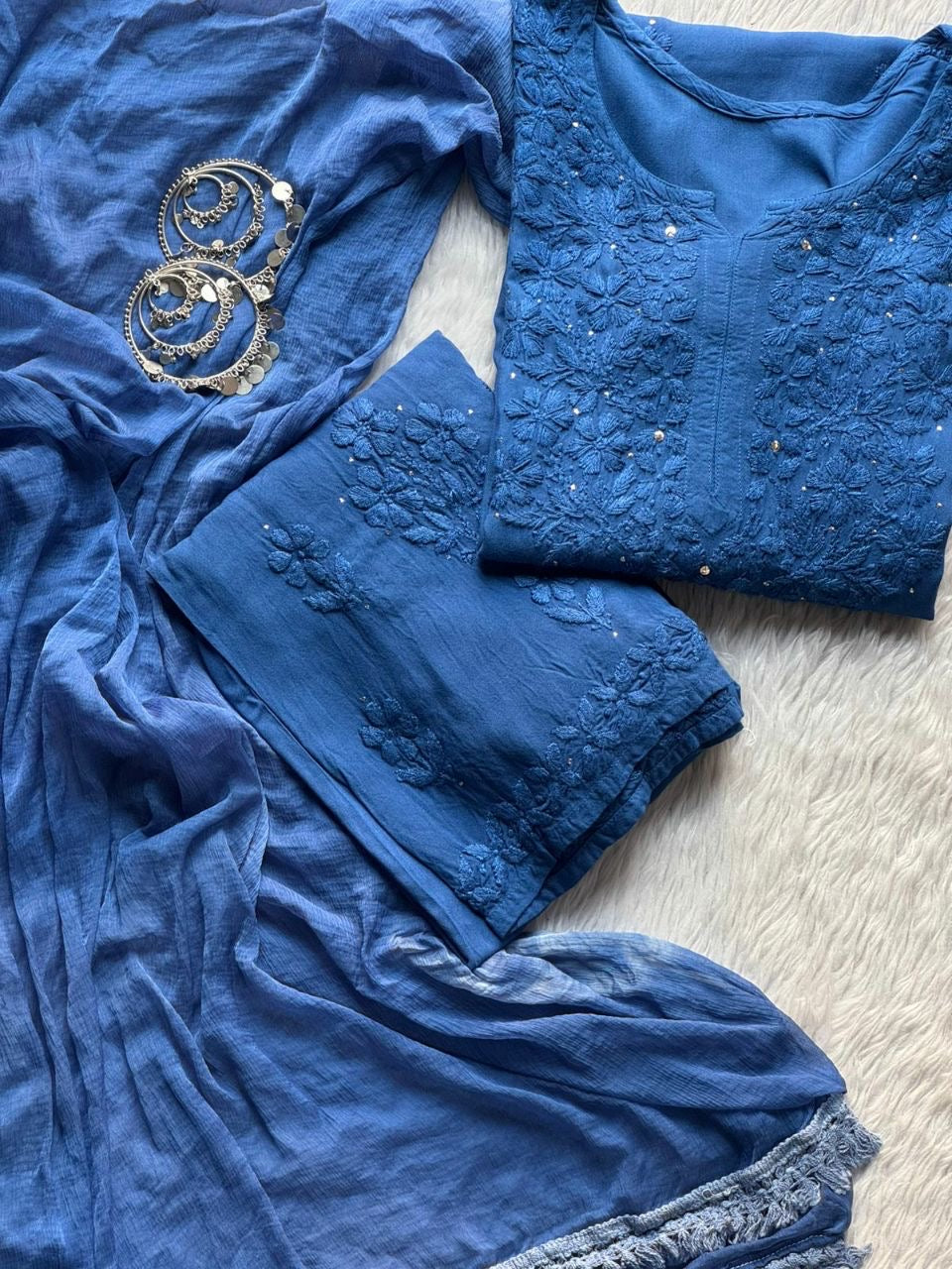 “GEHNA” Mukaish Work Chikankari Suit Set