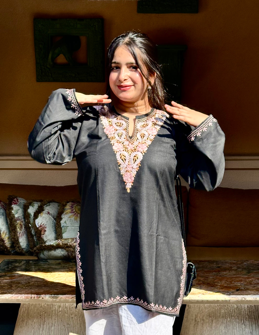 “FATIMA” Cotton Short Kashmiri Kurta