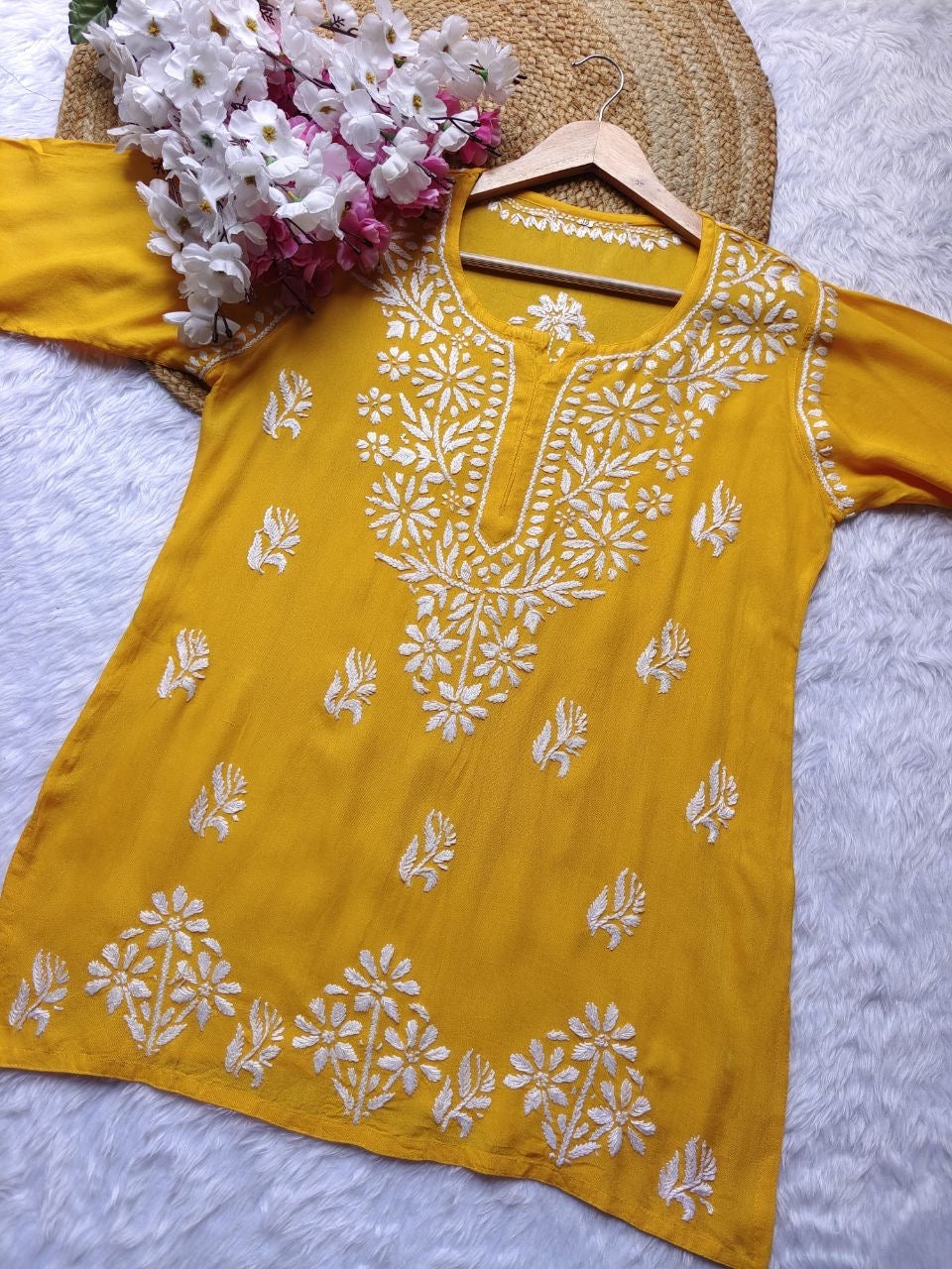 "BIBA" Modal Short Chikankari Kurta