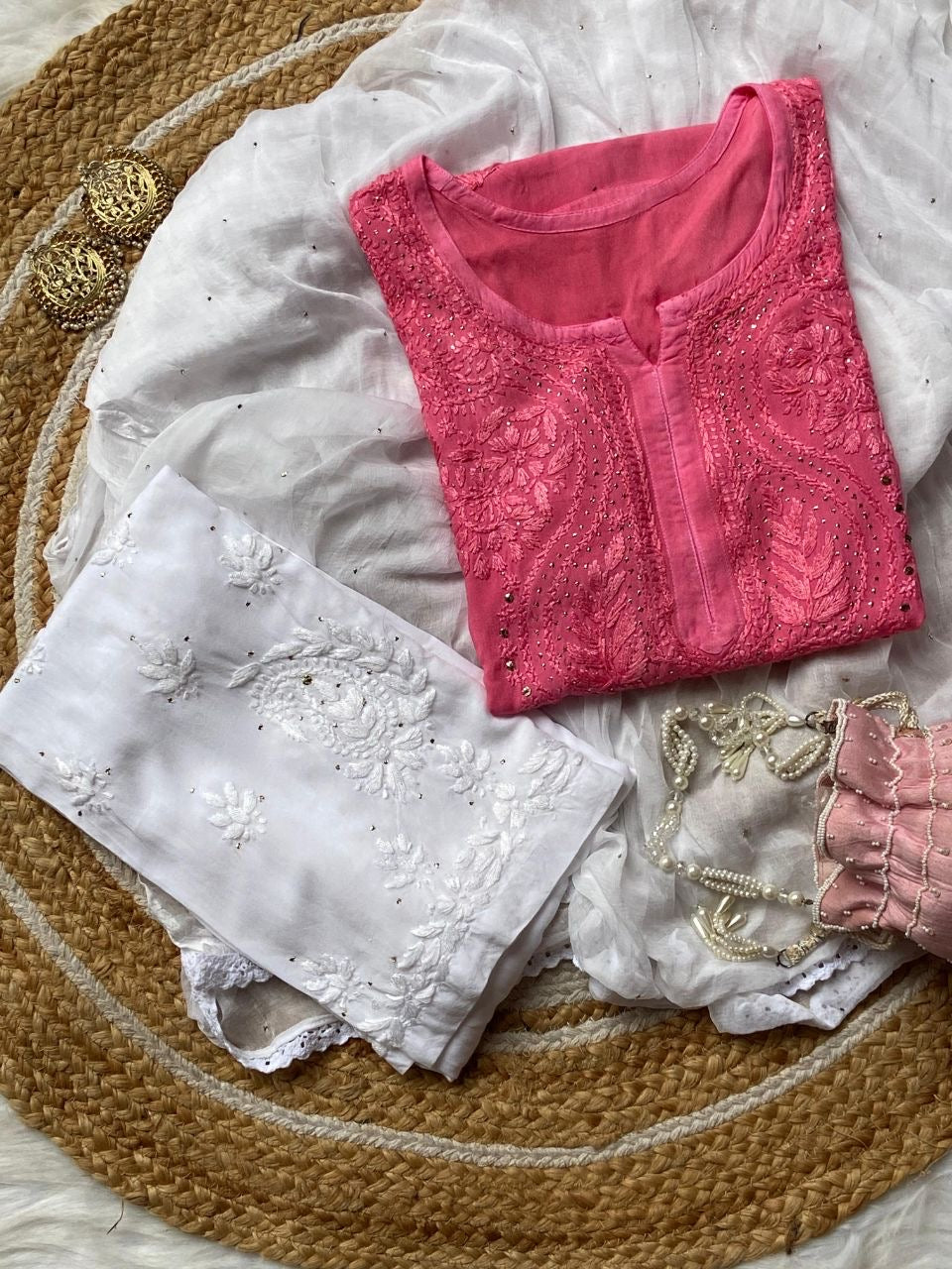 “RUBI” Chikankari Kurta With Mukaish Work