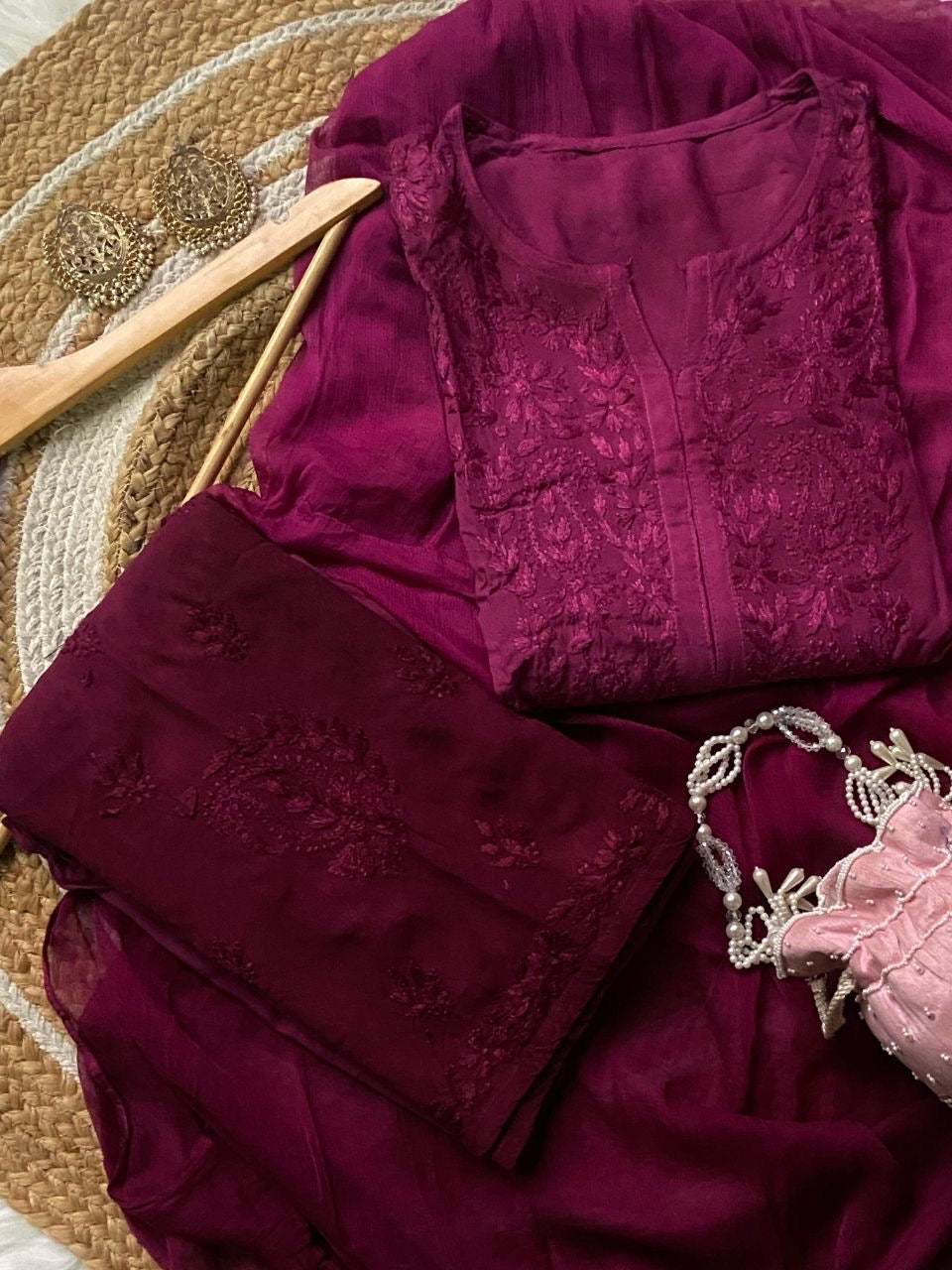 "JINA" Ombre Chikankari Suit Set