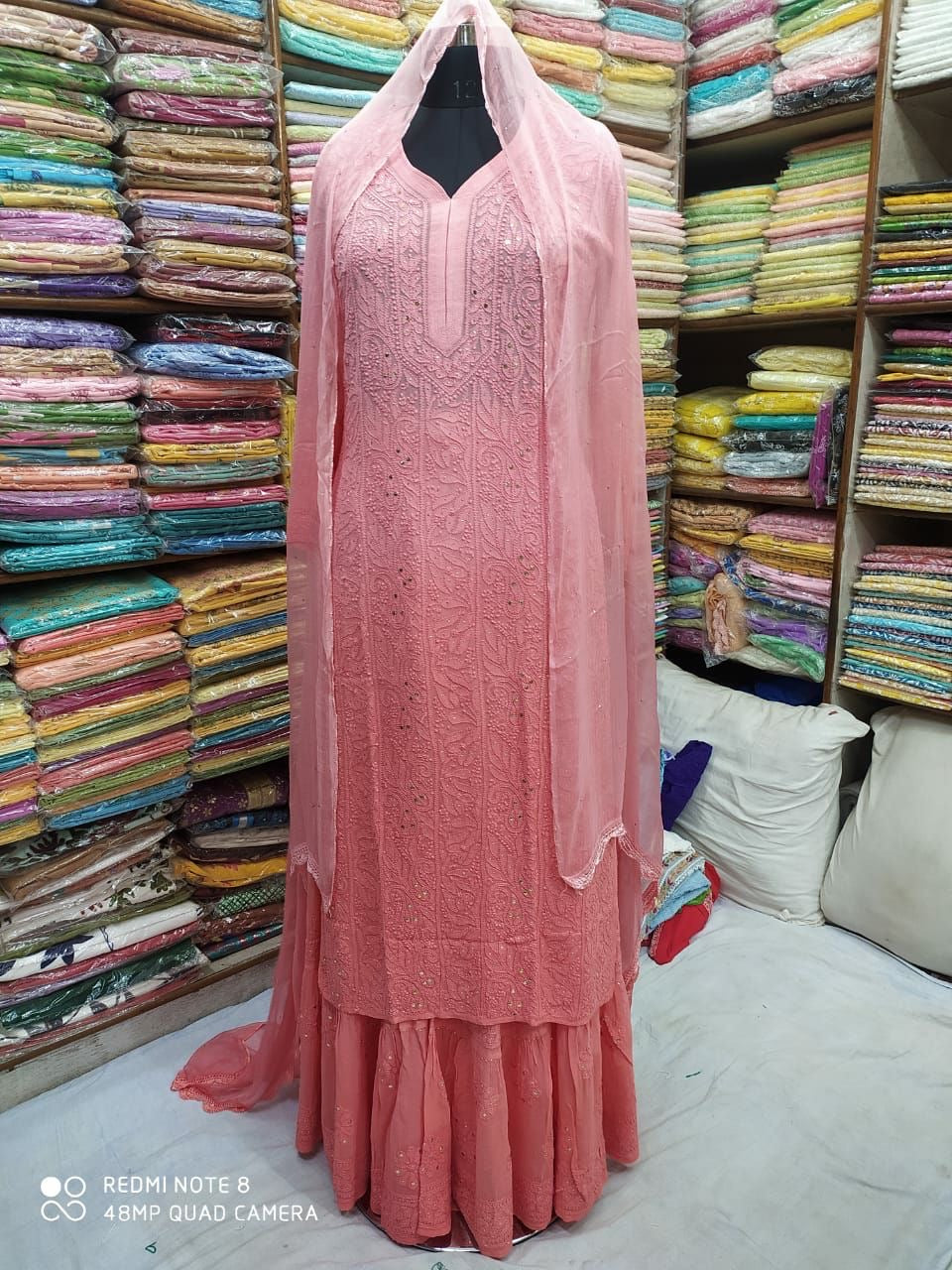 “SABINA” Mukaish Work Chikankari Kurta- with matching inner slip