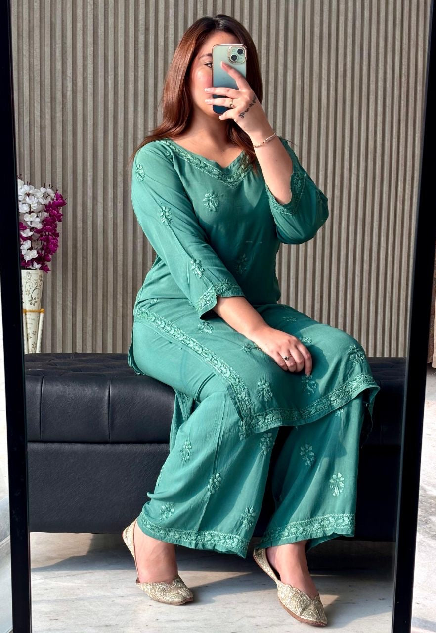 “HEENA” Modal Chikankari Kurta Set