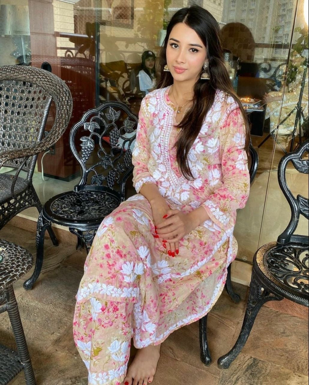 "ROSE" Mul Chikankari Kurta and Plazo