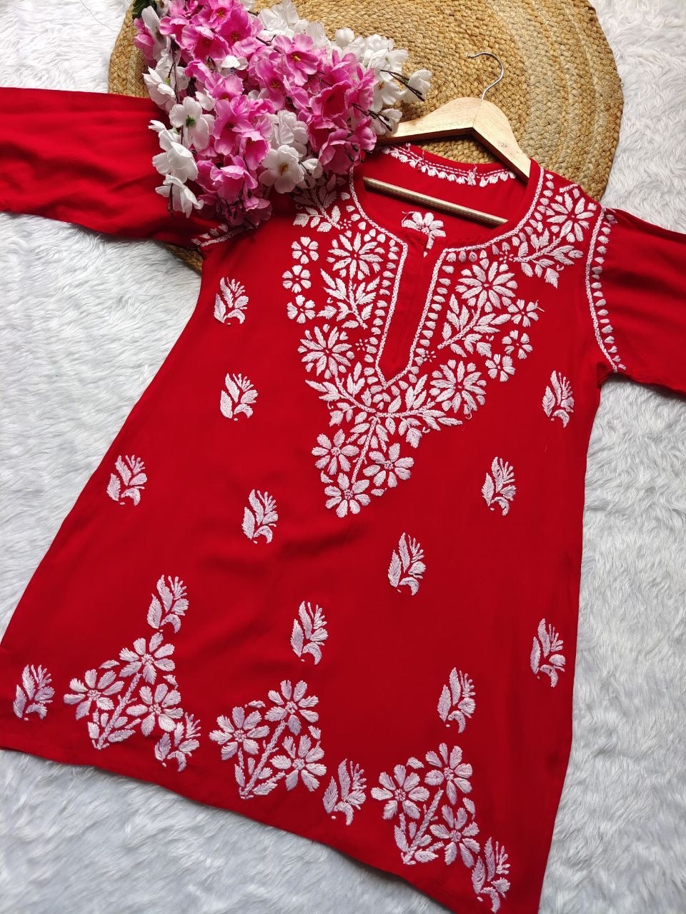 "BIBA" Modal Short Chikankari Kurta