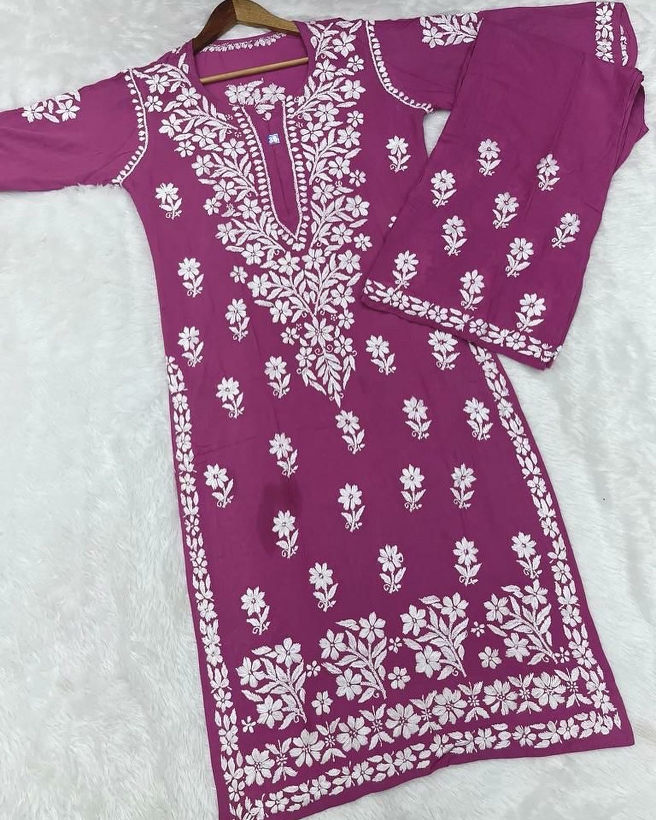 “SNEHA” Modal Chikankari Kurta & Plazo