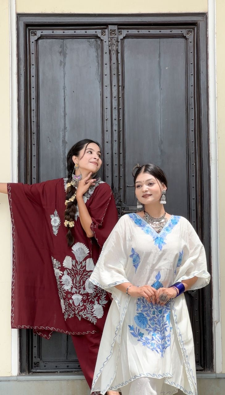 "QAZMI" Silk Kashmiri Kaftan Set