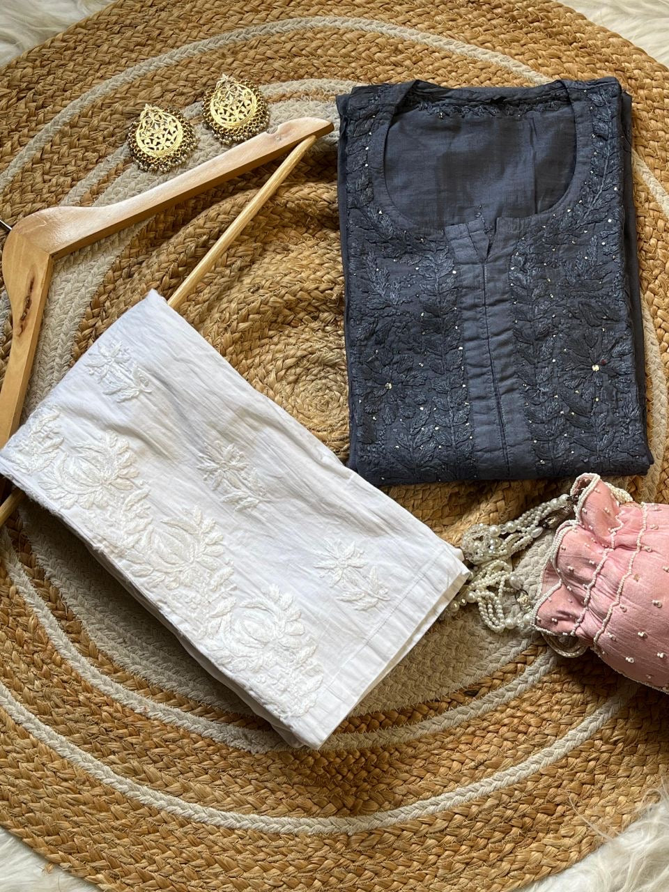 “KASHAN” Chanderi Silk Chikankari Kurta