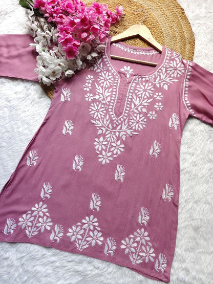 "BIBA" Modal Short Chikankari Kurta