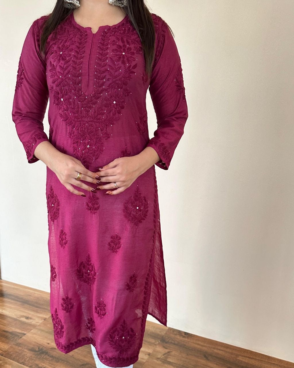 “KASHAN” Chanderi Silk Chikankari Kurta