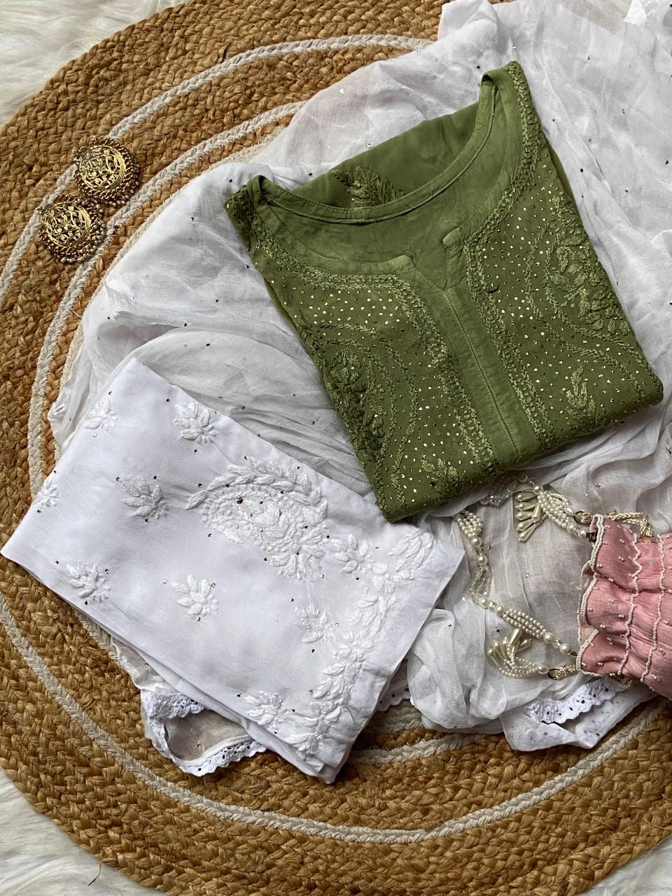 “RUBI” Chikankari Kurta With Mukaish Work