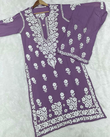 “SNEHA” Modal Chikankari Kurta & Plazo