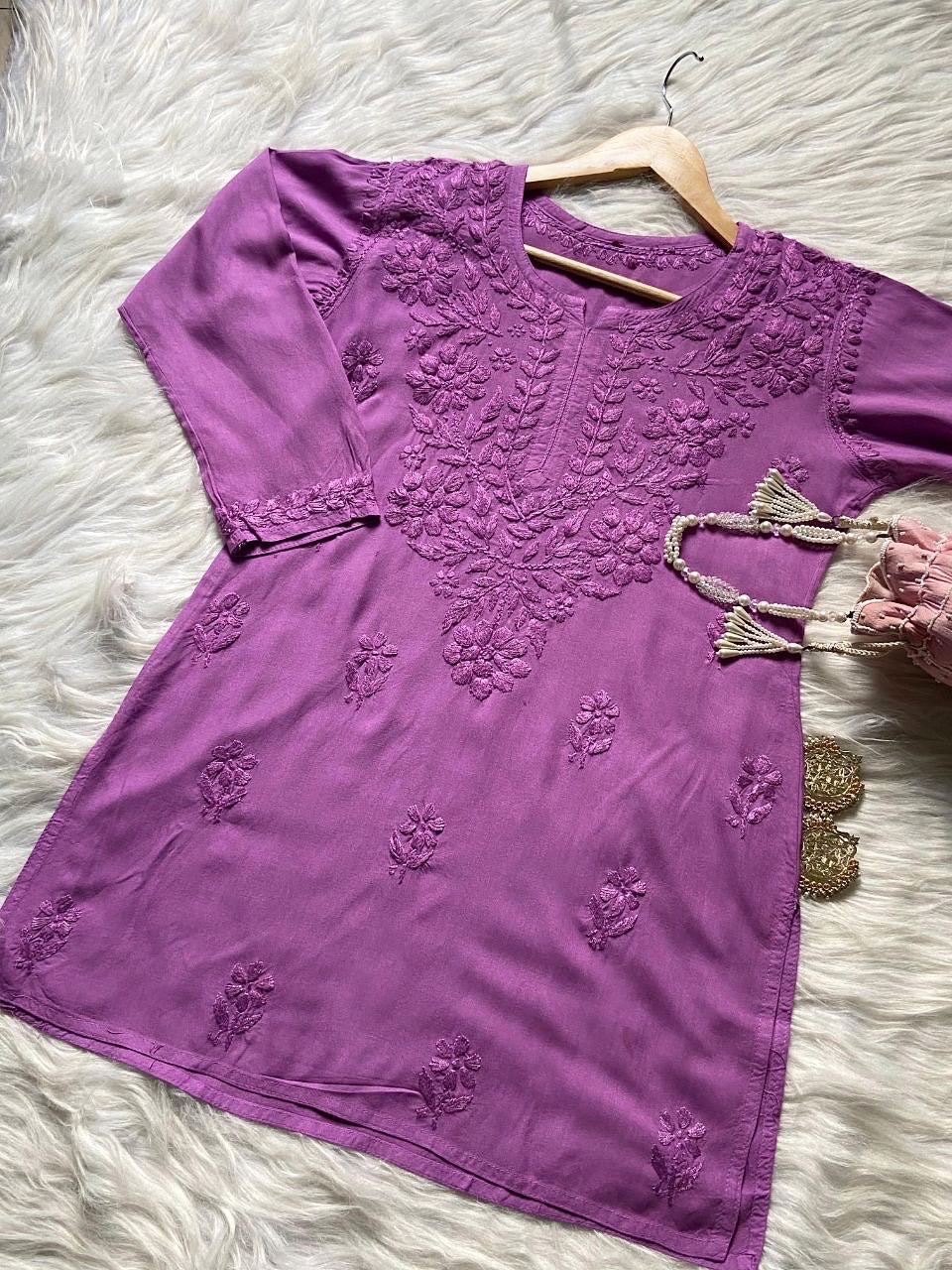 “MONA” Rayon Chikankari Short Kurti
