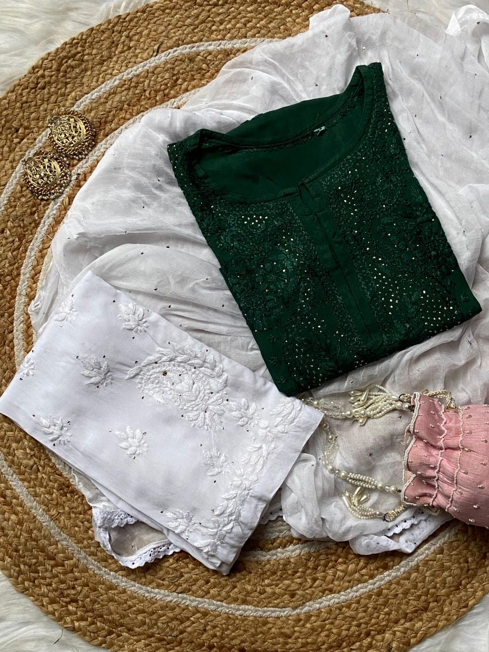 “RUBI” Chikankari Kurta With Mukaish Work