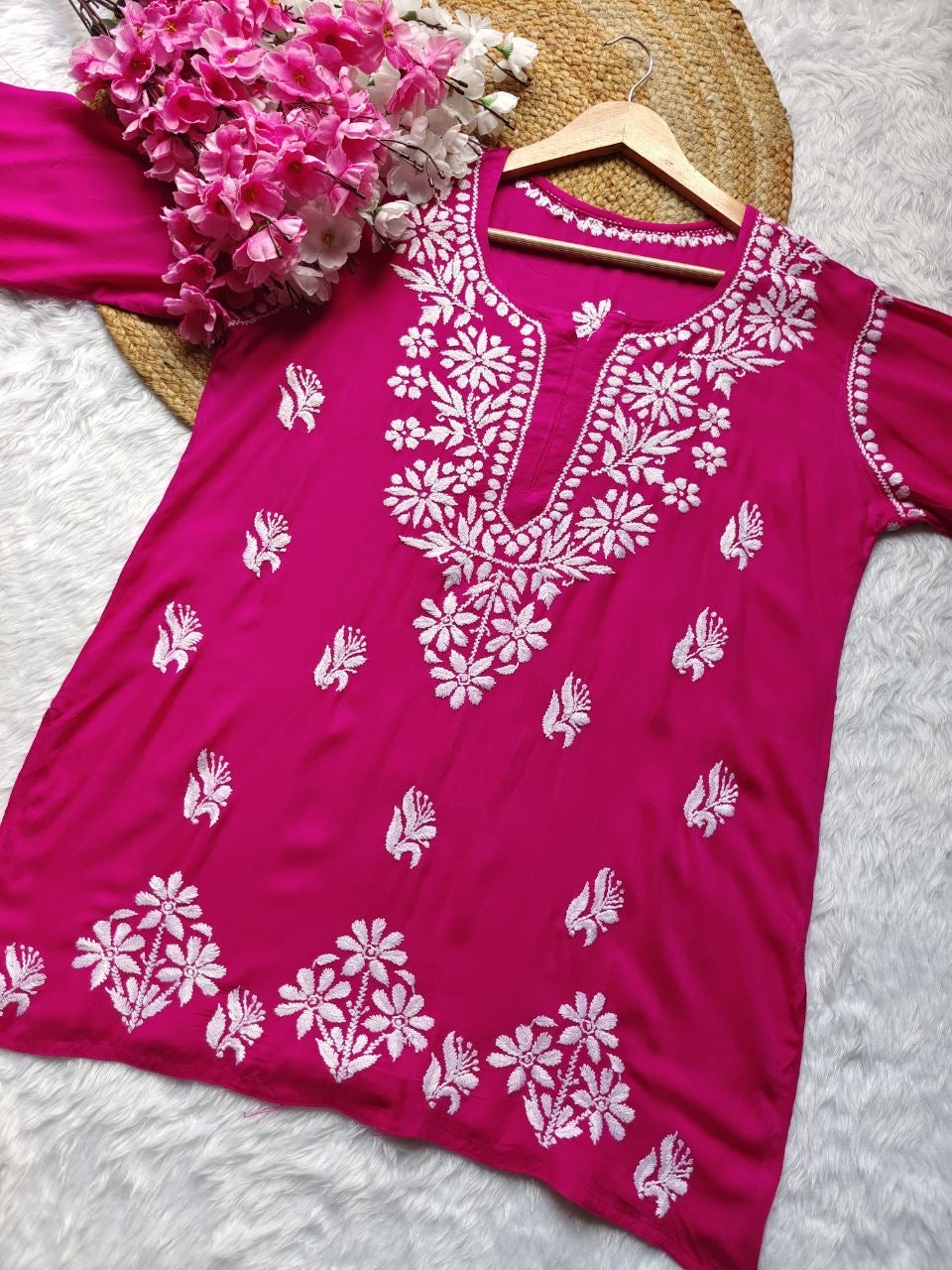 "BIBA" Modal Short Chikankari Kurta