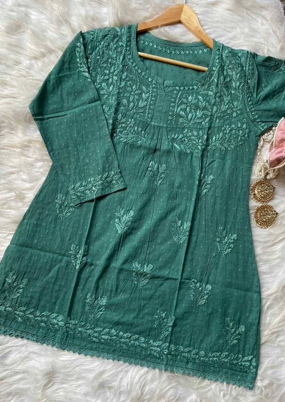 “SABA” Dobby Cotton Chikankari Tunic