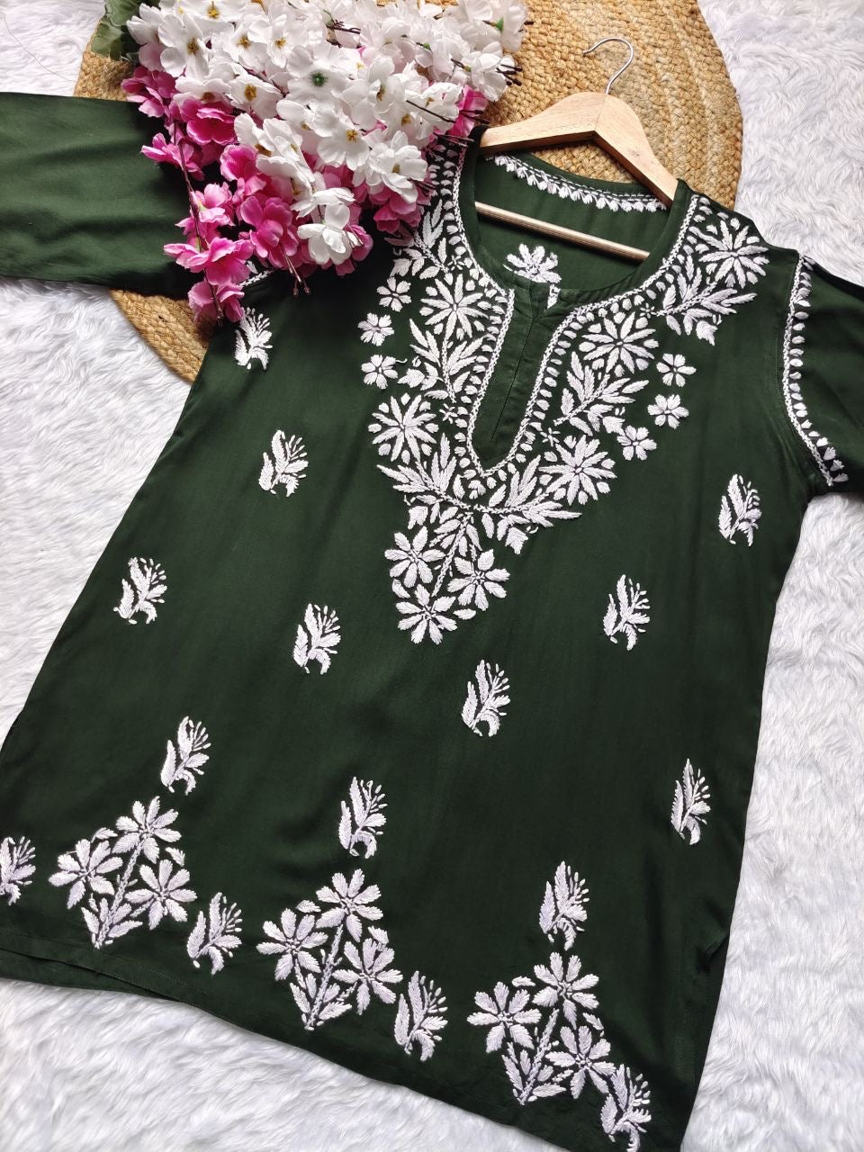 "BIBA" Modal Short Chikankari Kurta