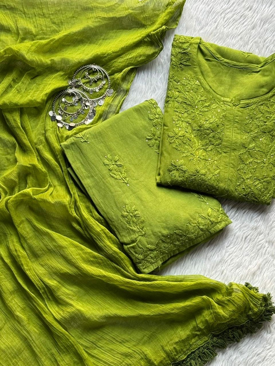 “GEHNA” Mukaish Work Chikankari Suit Set