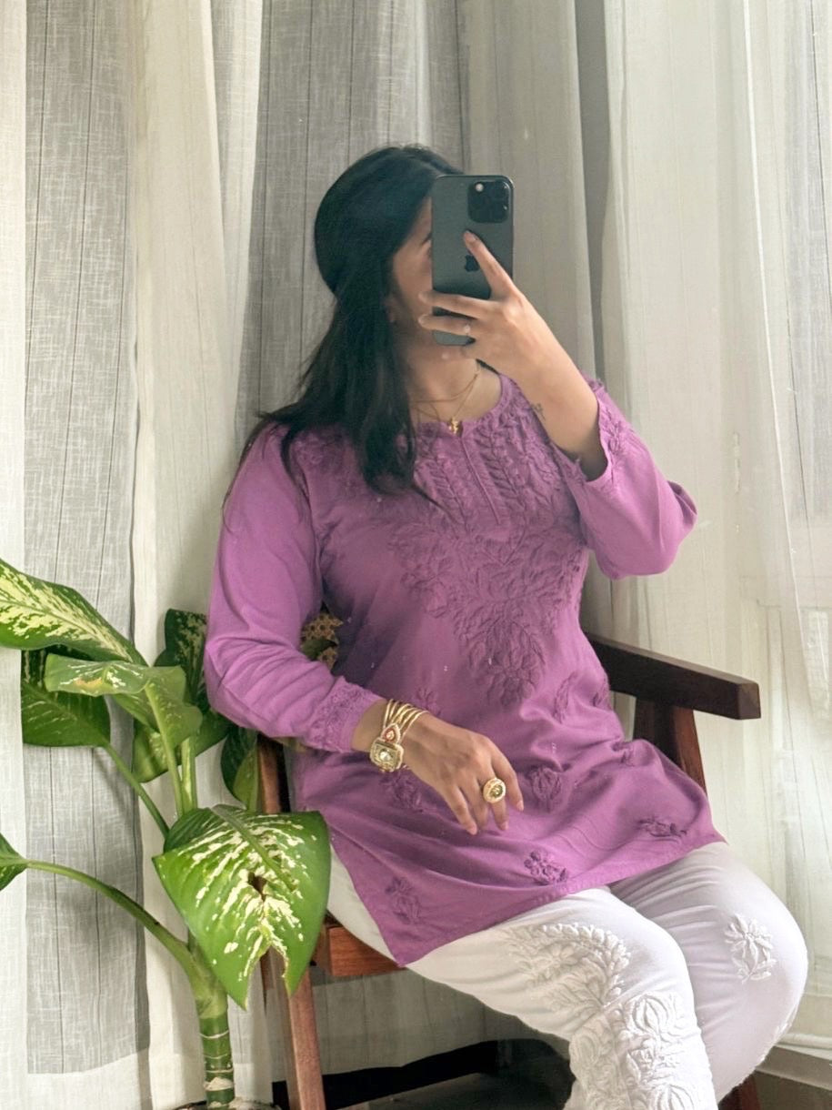 “MONA” Rayon Chikankari Short Kurti