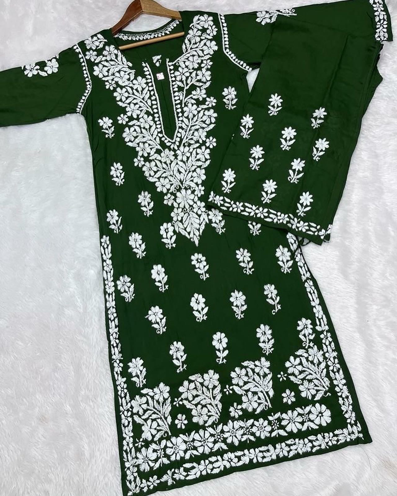 “SNEHA” Modal Chikankari Kurta & Plazo