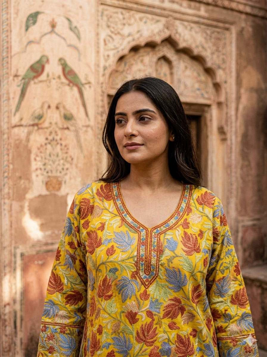 "TAANI" Georgette Kashmiri Short Kurta