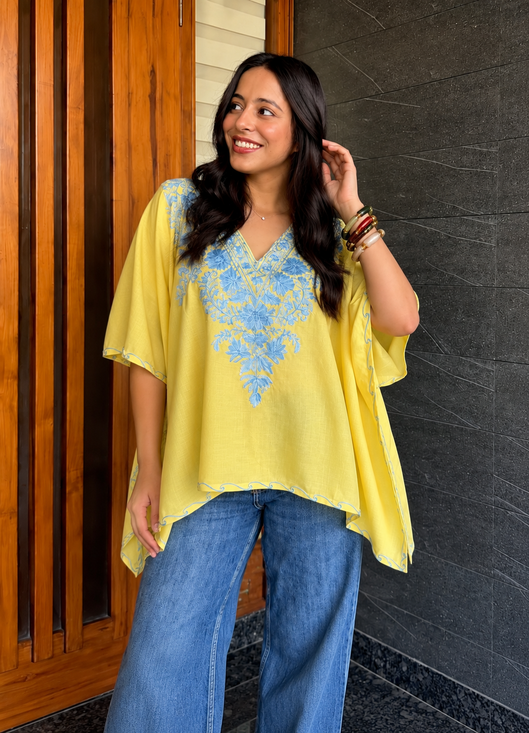 "AYMIN" Short Kashmiri Kaftan