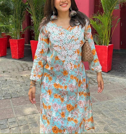 "BAAGH" Mul Mul Chikankari Kurta