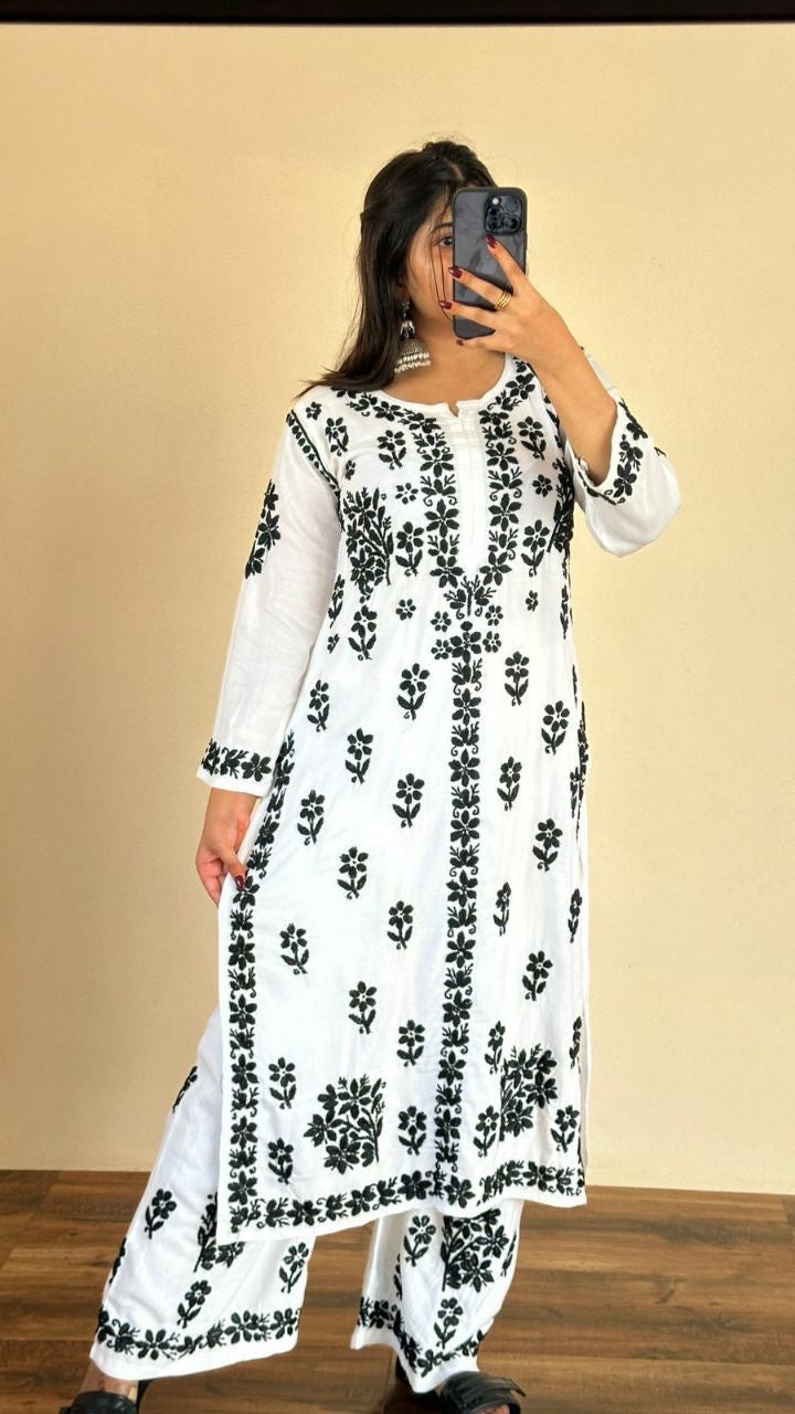 “TINA” Modal Chikankari Kurta & Plazo Set