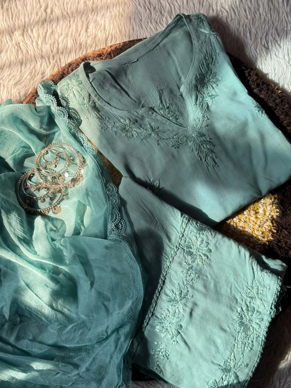 "AMREEN" Chikankari Farshi Salwar Suit Set