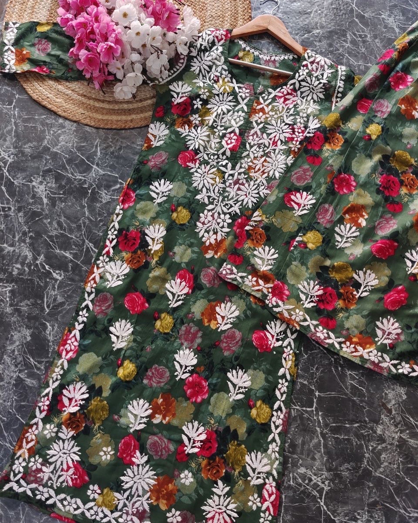 “PANAAH” Mul Chikankari Kurta and Plazo Set