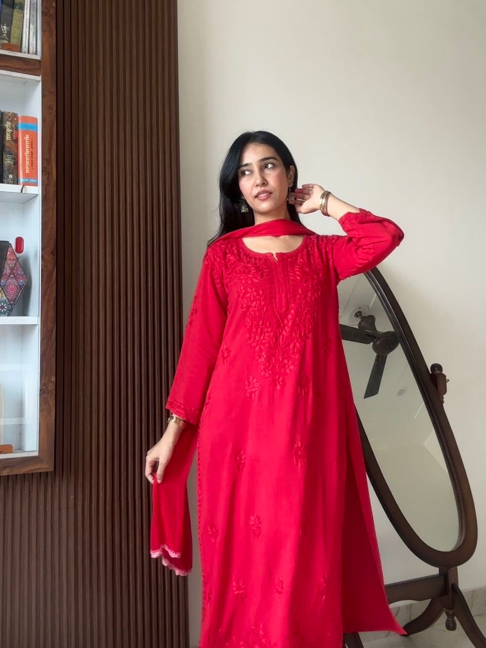 “CHANDNI” Rayon Chikankari Suit Set with Dupatta