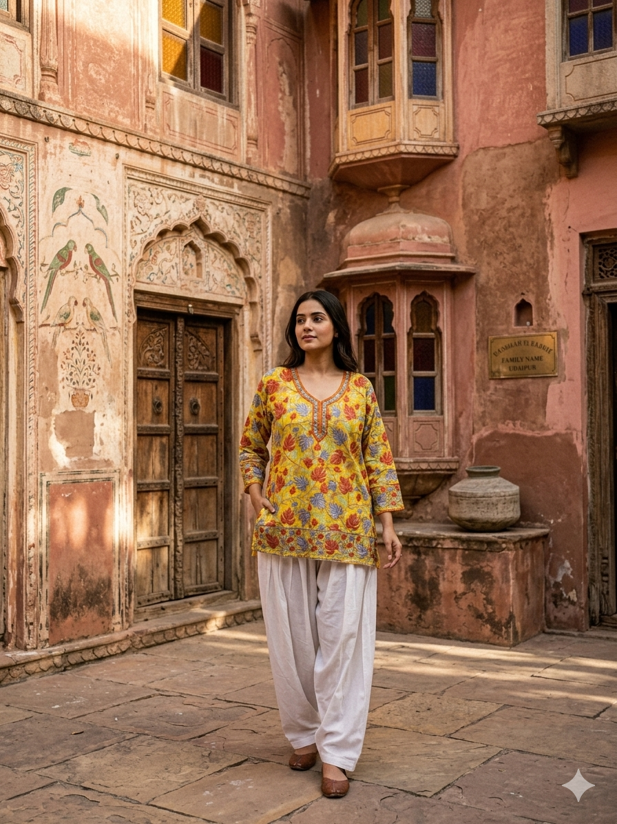 "TAANI" Georgette Kashmiri Short Kurta